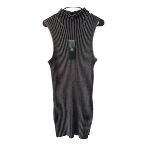 Rock & Republic Black and Gray Ribbed turtleneck sleeveless Dress New With Tags